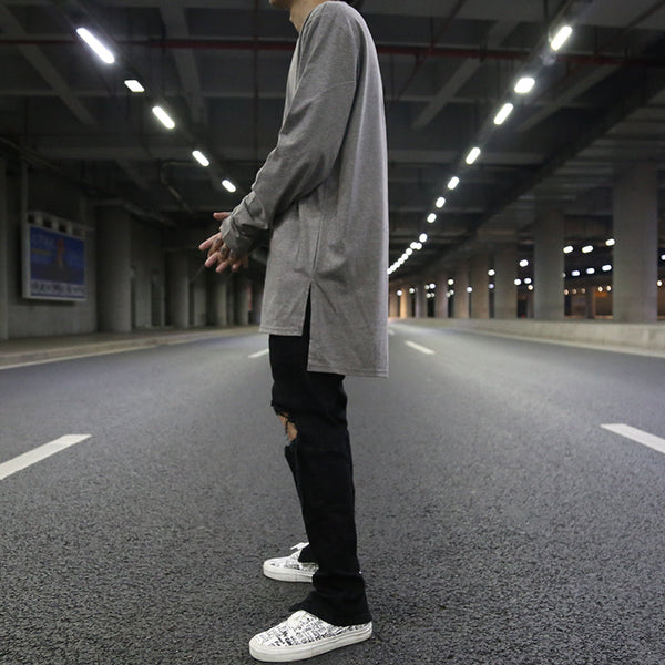 long solid color bottoming sweatshirt