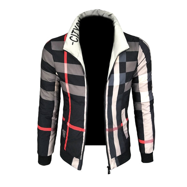 men's slim fit plaid jacket