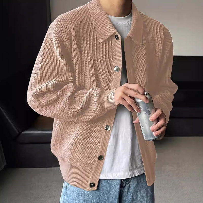 Solid Color Simple Men's Knitwear Cardigan Sweater Coat