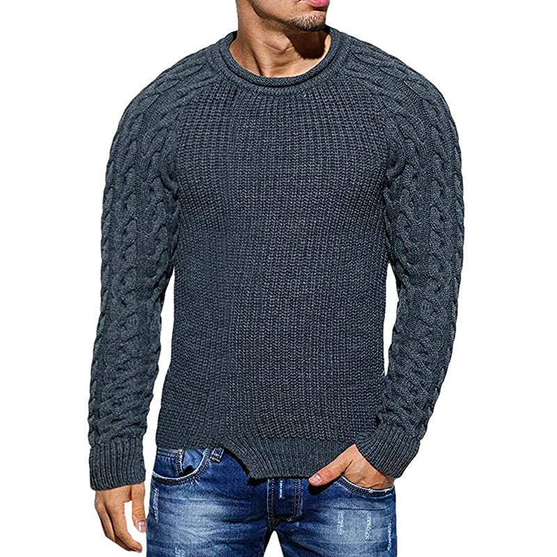Sweater Men's Solid Color Round Neck