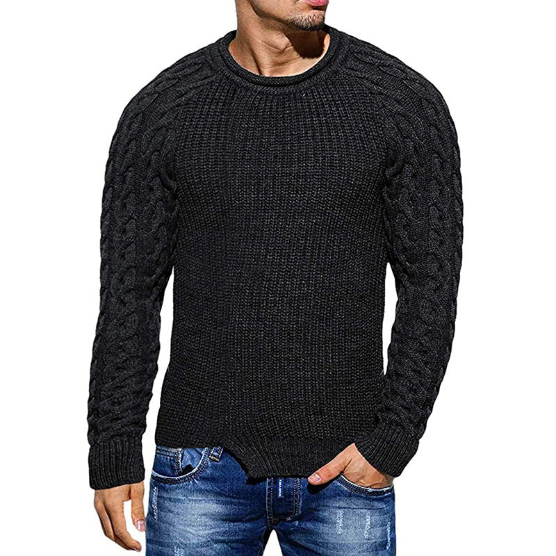 Sweater Men's Solid Color Round Neck