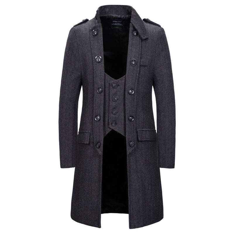 Men's two herringbone trench coat
