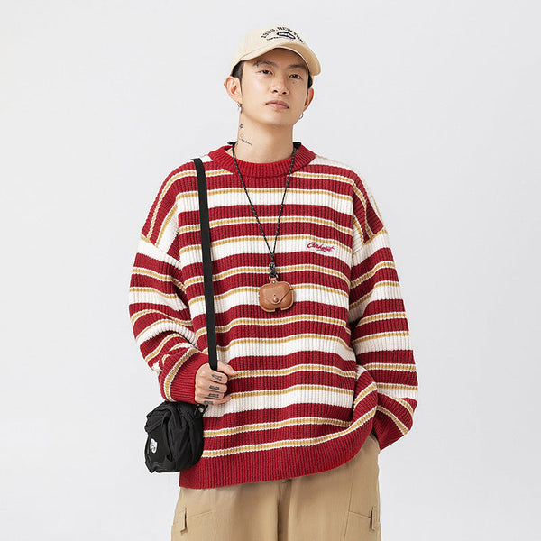 Striped Heavy Thick Needle Sweater Men