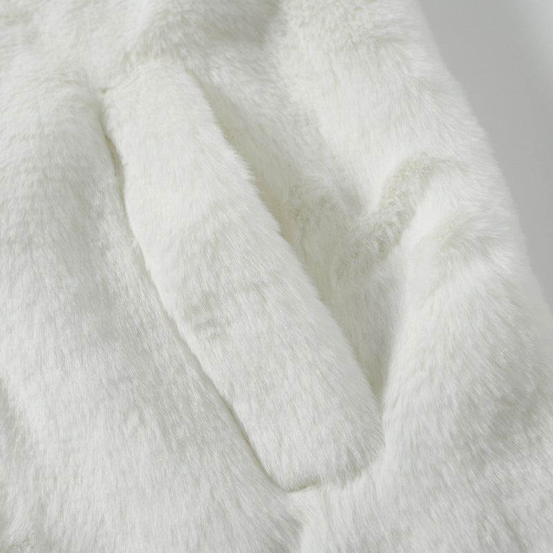 Men's Hip Hop Letter Embroidered Rabbit Fur Jacket