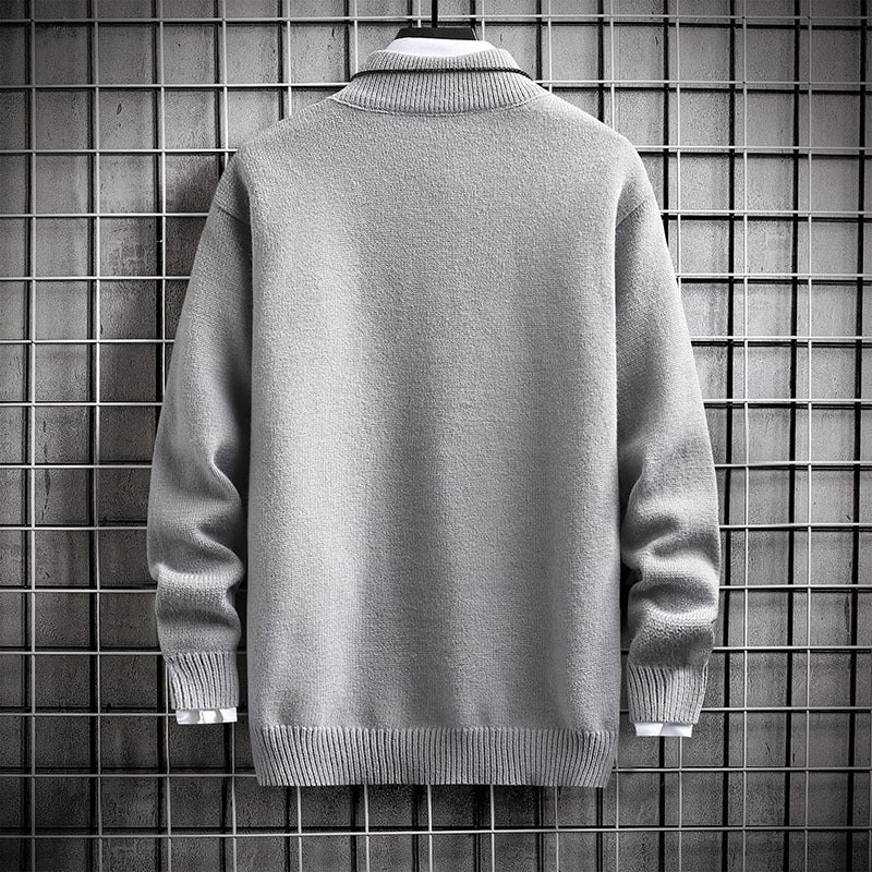 Trendy Men's Simple Stitching Round Neck sweater