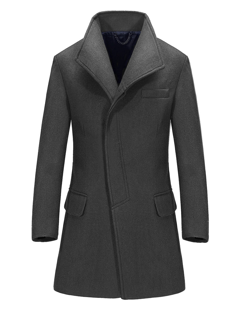 mid-length men's woolen trench coat