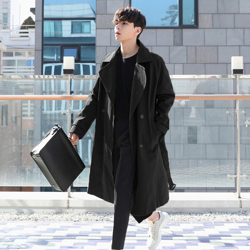 All-match solid color lapel trench coat