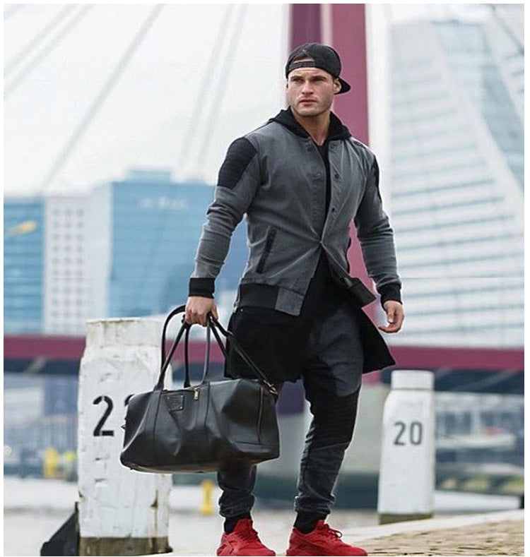 Stand collar denim jacket men