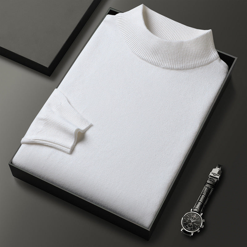 Men's Slim Fit Pure Color Half Collar Knitted Bottoming Shirt