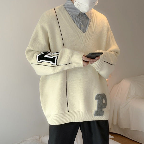 Loose V-neck sweater