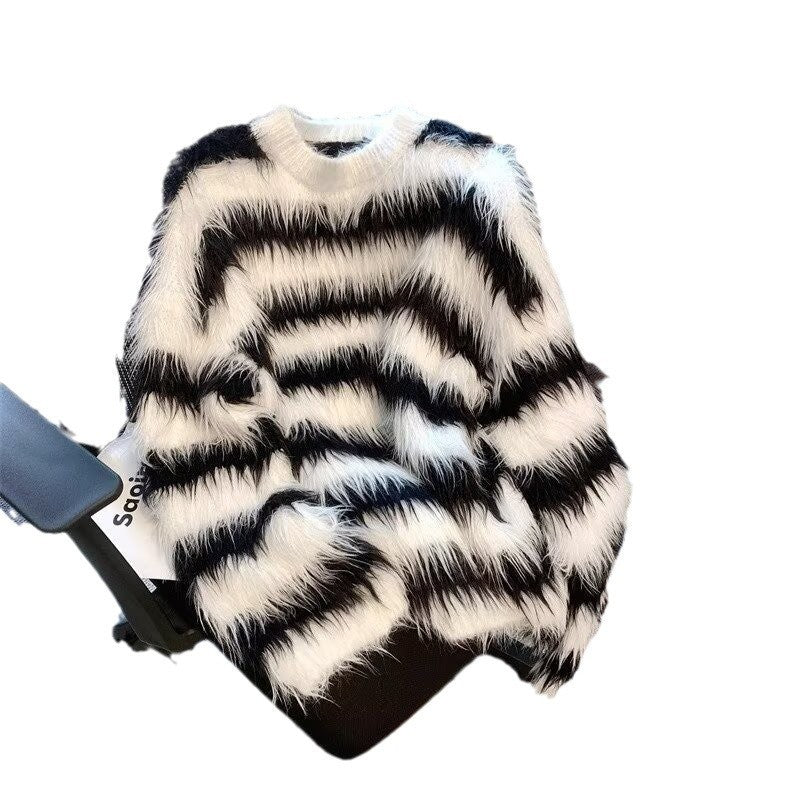 Black And White Striped Sweater For Men