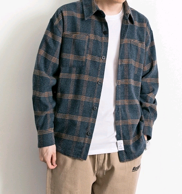 Autumn chic plaid shirt jacket casual long sleeve port wind shirt male