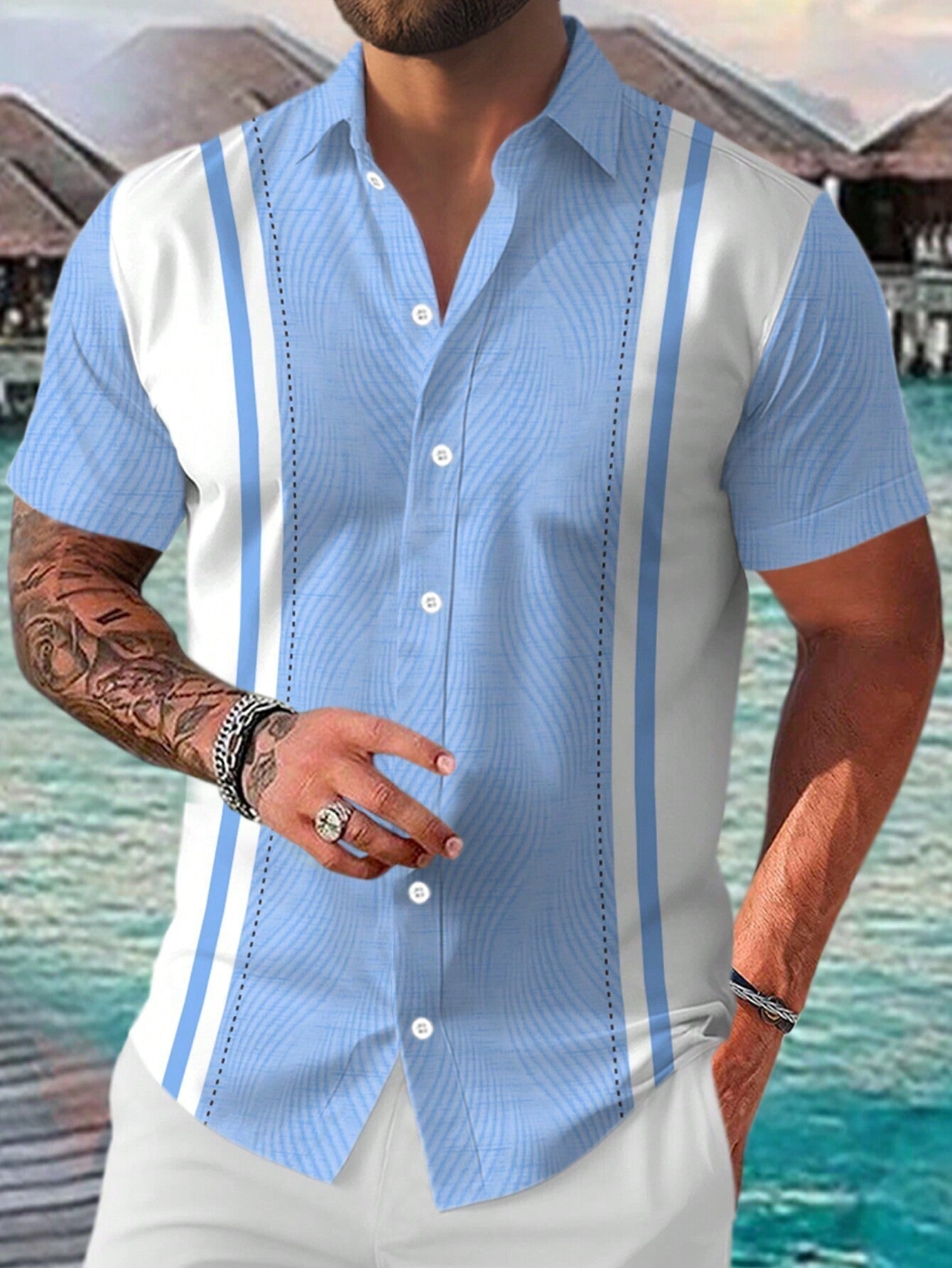 Casual All-matching Geometric Short Sleeve Shirt
