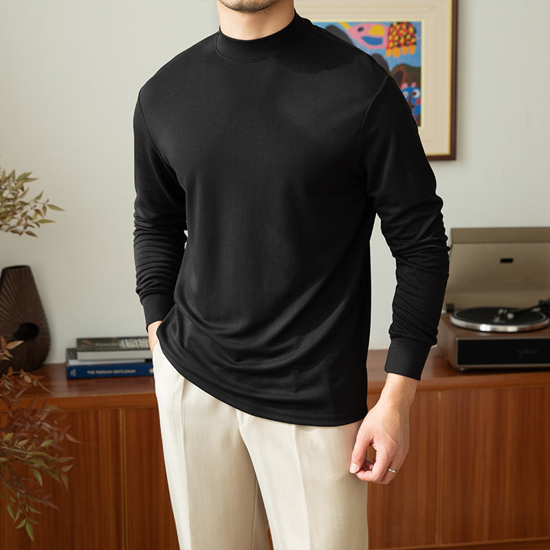 Semi-turtleneck sweater With Lyocell