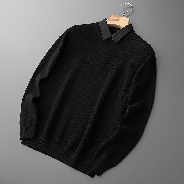 Two-Piece Shirt Collar Knitted Sweater For Men
