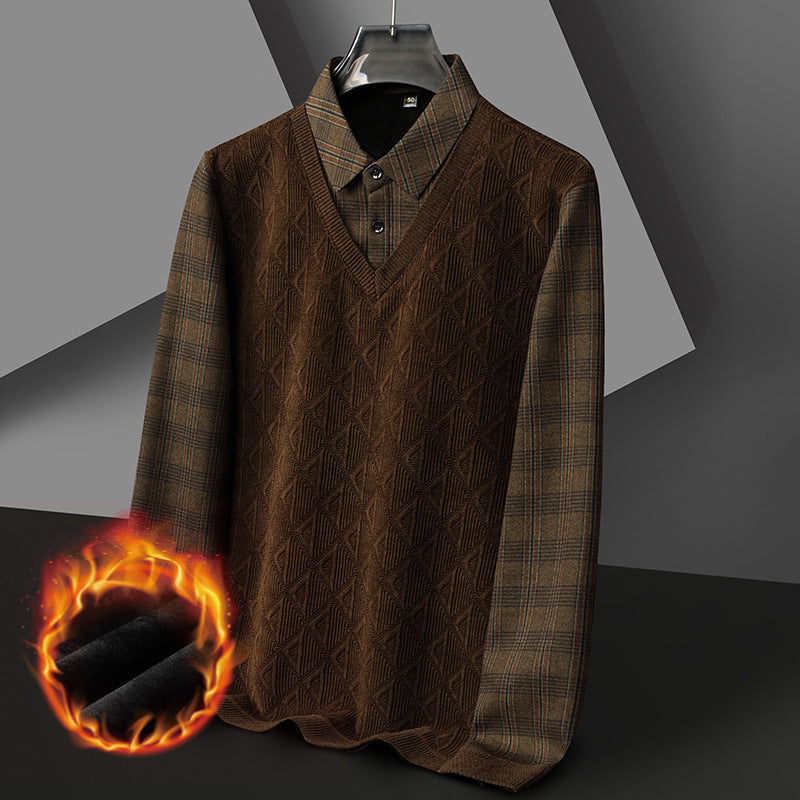 Men's Fleece-lined Thickened Bottoming Shirt