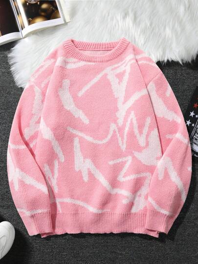 Men's Autumn And Winter Loose Round Neck Knitted Long-sleeved Jacket