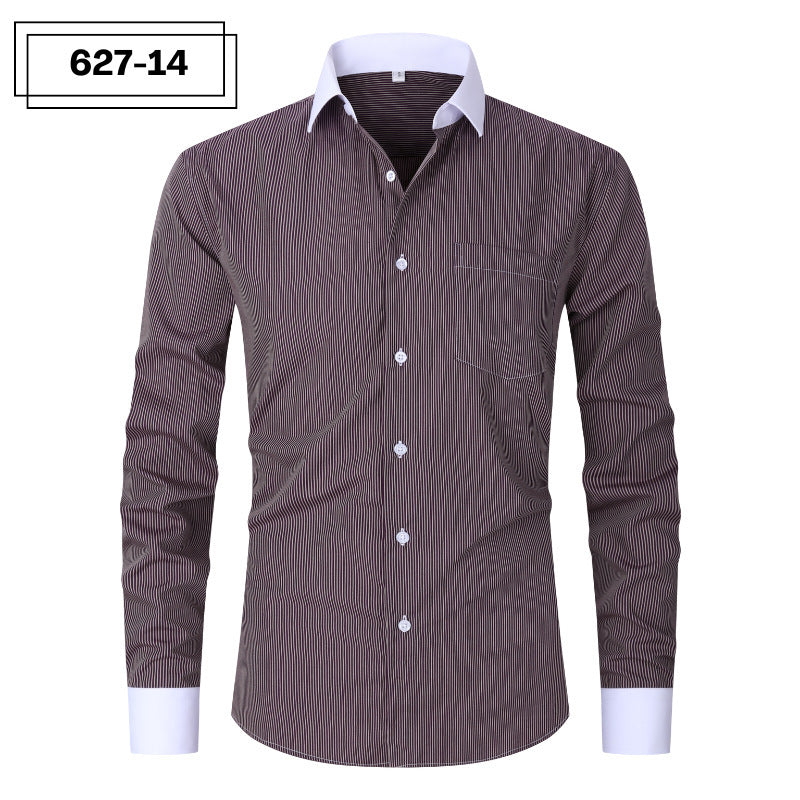 Men's Casual American-style Long-sleeved Striped Shirt