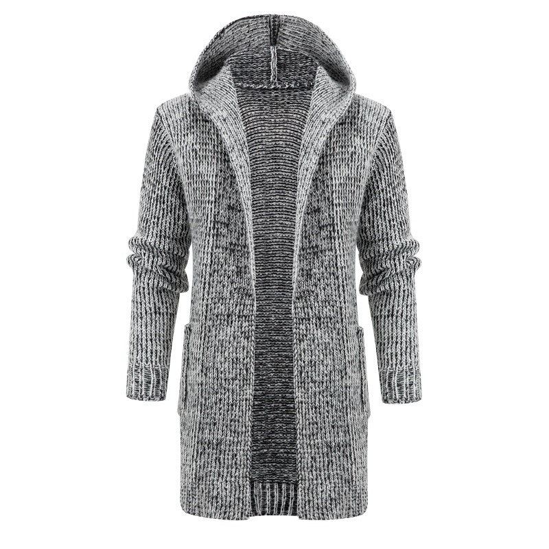 Cardigan Hooded Long Sweater With Horn Buttons
