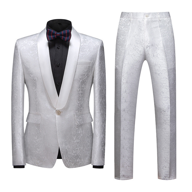 Men's Evening Dress Host Jacquard Two-piece suit Set