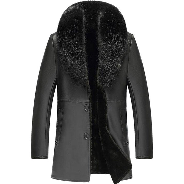 Men Straight Lapel Fur Collar Plus Velvet Coat