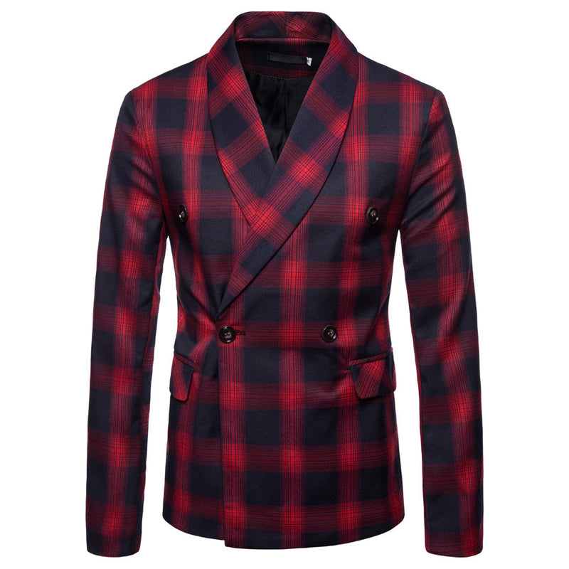 autumn and winter style men's casual plaid suit jacket