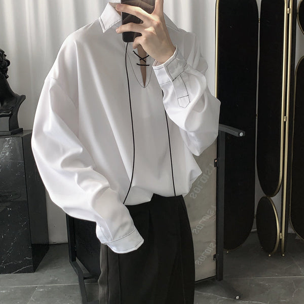 Draped Trend Loose High end Thin Long sleeved Korean Shirt