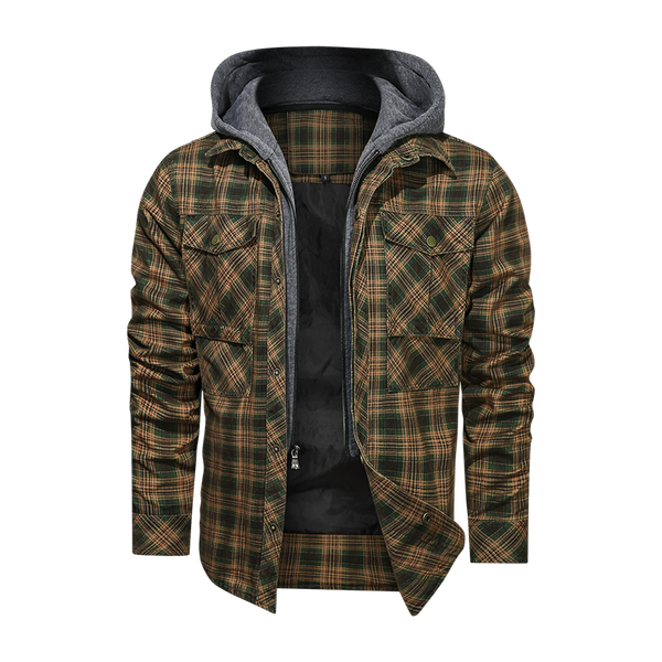 Men Long-sleeved Plaid Jacket