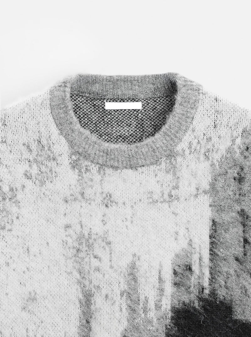 Mohair Soft Glutinous Color-block Crew Neck Knitted Sweater