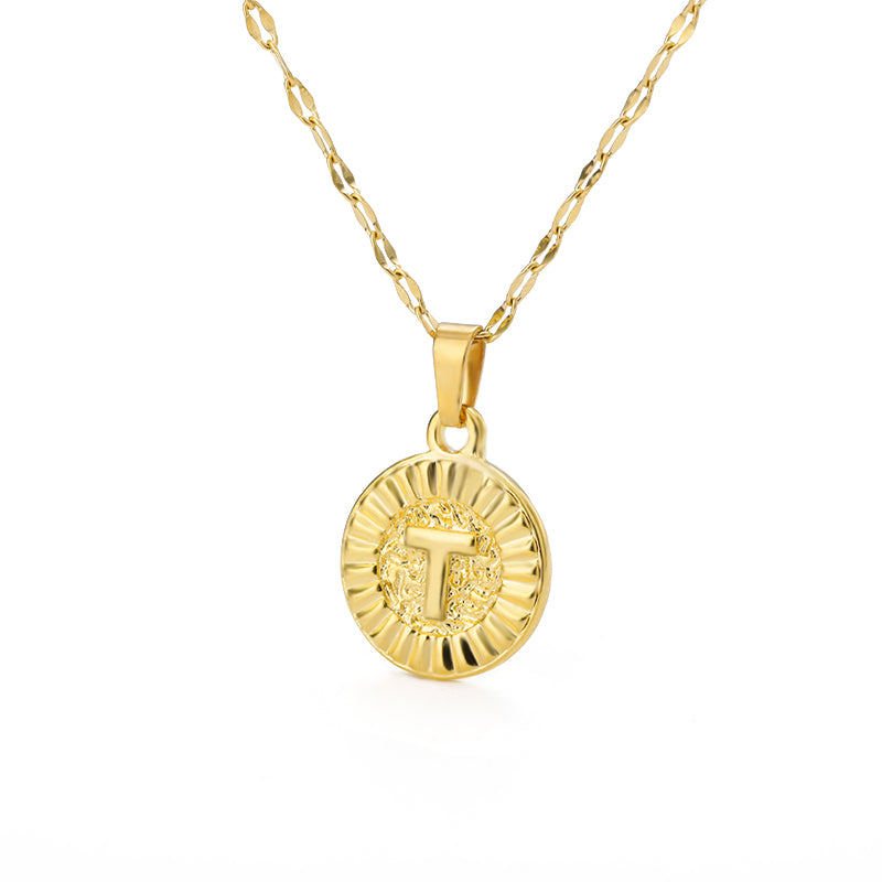 English Alphabet Disc Necklace Men and women