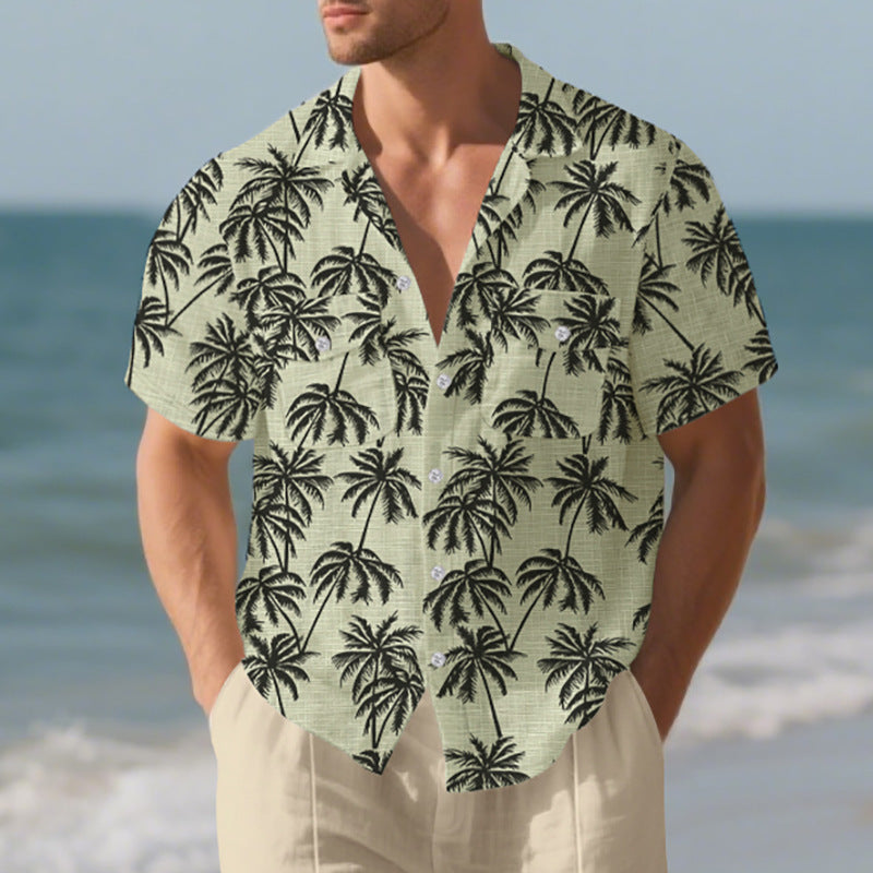 European And American Men's Beach Short Sleeve shirt