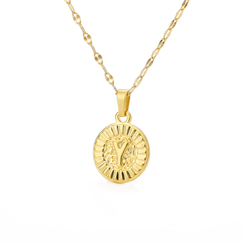 English Alphabet Disc Necklace Men and women