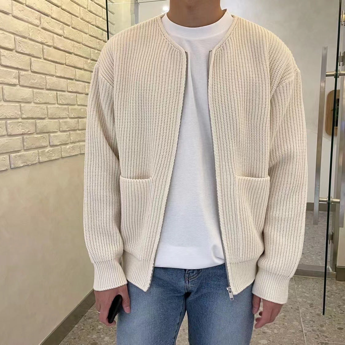 Knitted Cardigan Men's Sweater