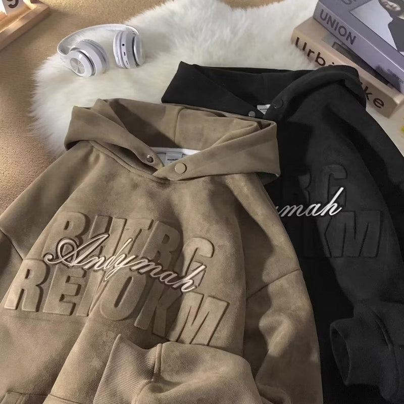 Suede Heavy Sweater American Retro hoodie