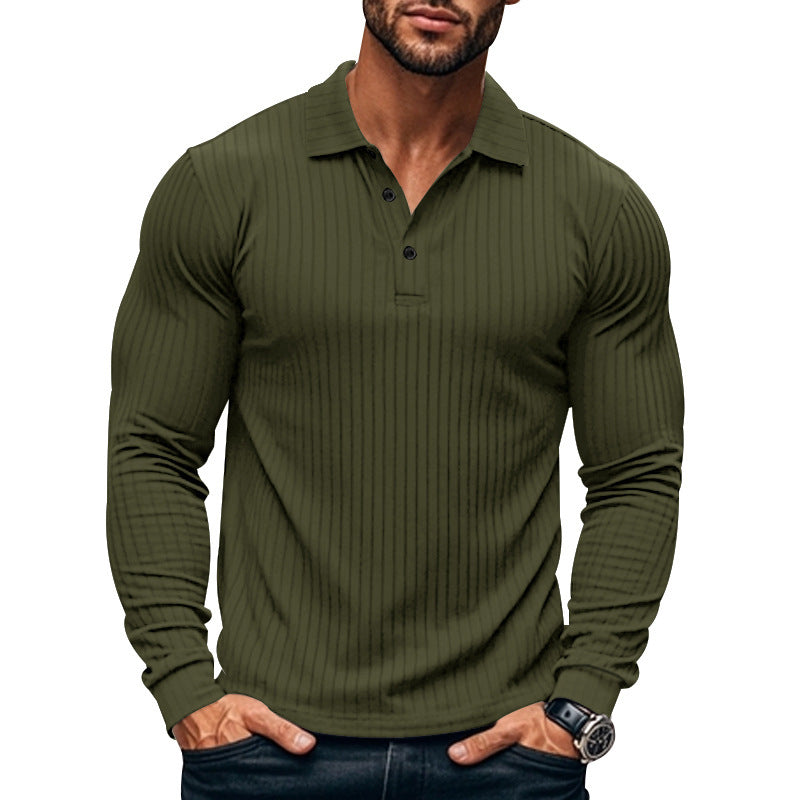 Men's Classic Casual Lapel Button Long Sleeve t-shirt