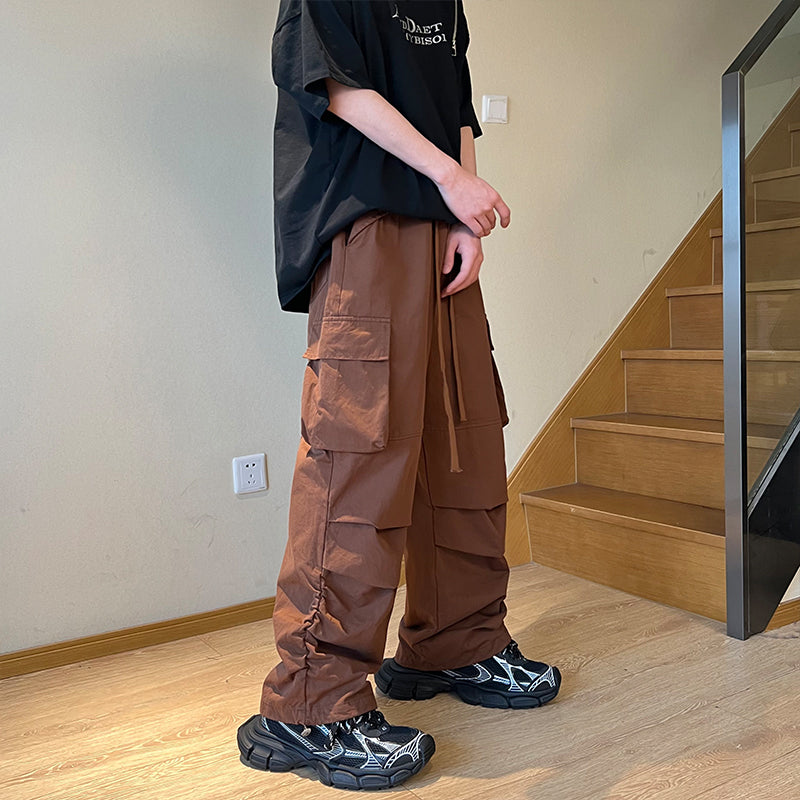 American Retro Men's Loose Multi-pocket Straight Casual Pants