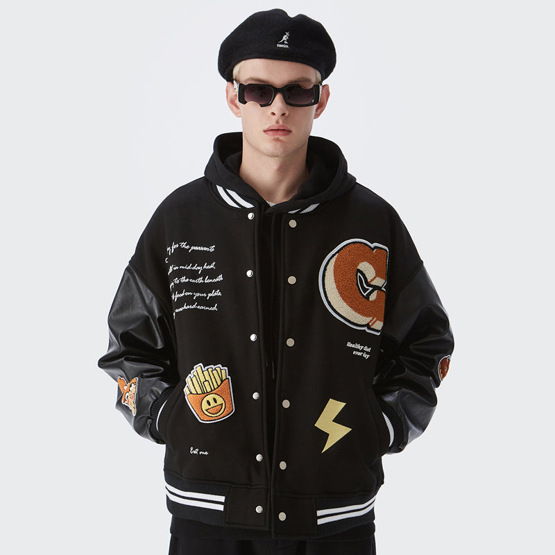 Men's And Women's Fleece Baseball Uniform Loose Jacket