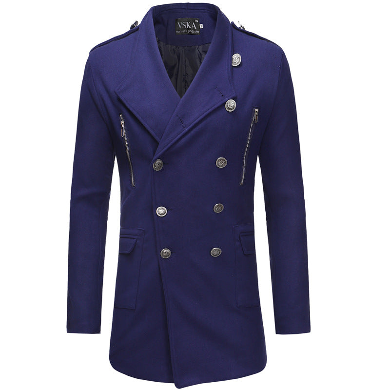 Men's Casual Slim-fit Mid-length Woolen Trench Coat
