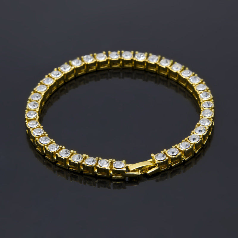 Tin Alloy Gold Color Iced Bracelet Men's Hip Hop Chain Street Rock Jewelry