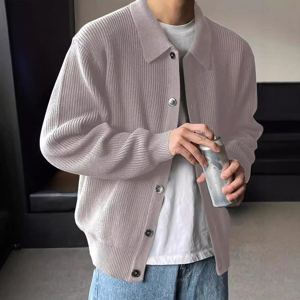 Solid Color Simple Men's Knitwear Cardigan Sweater Coat