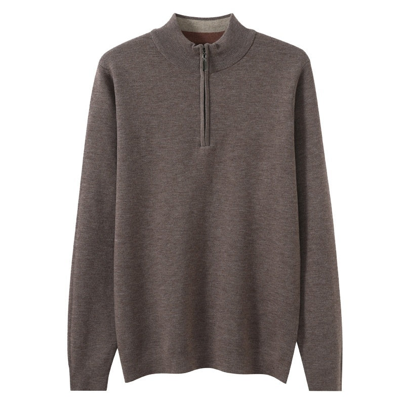 Half Zipper Worsted Wool Men's Sweater
