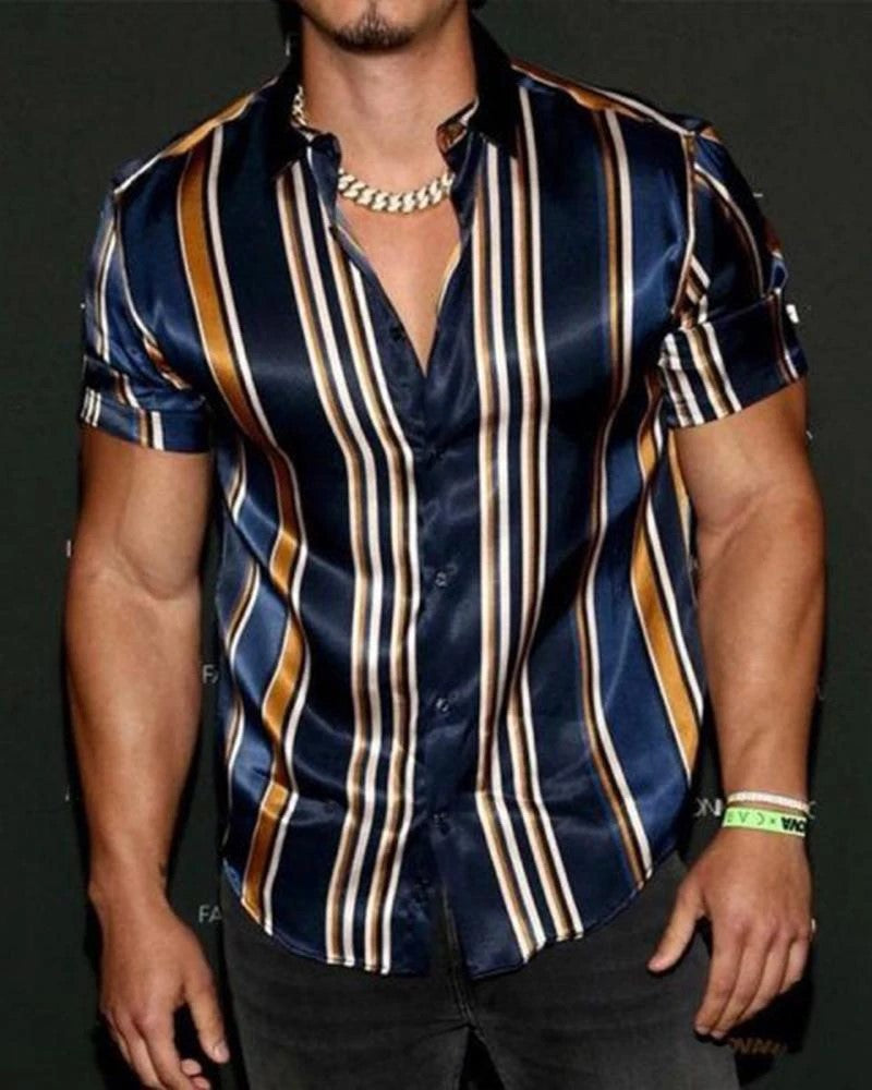 Striped Shirt Men's Casual Short Sleeve shirt