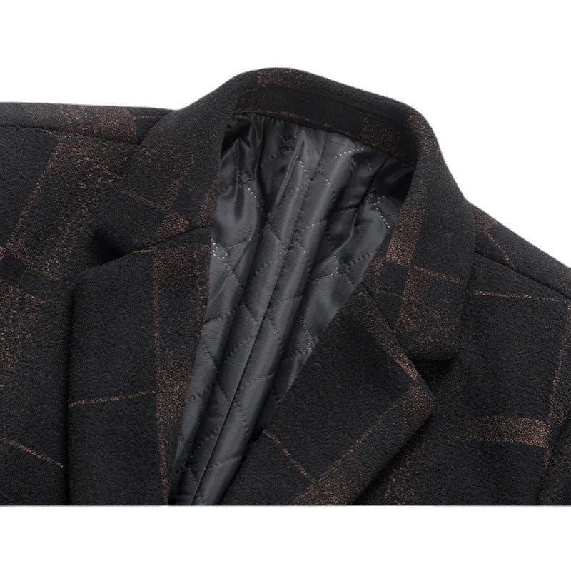Men's Mid-length Slim Woolen trench Coat
