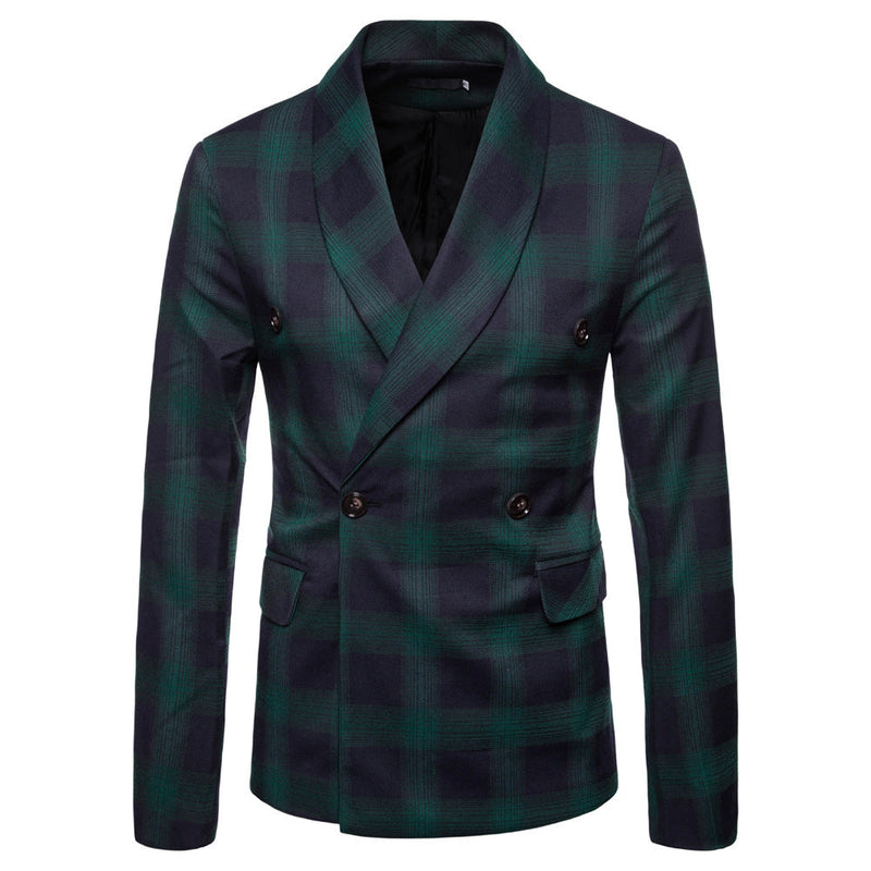 autumn and winter style men's casual plaid suit jacket