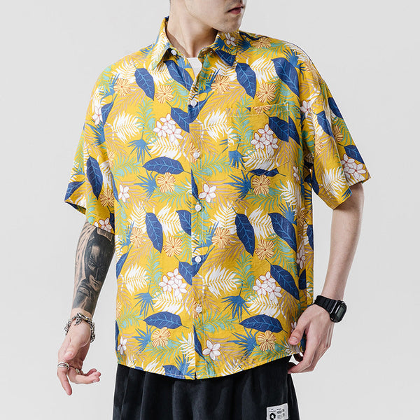 Beach couple casual short sleeve printed shirt