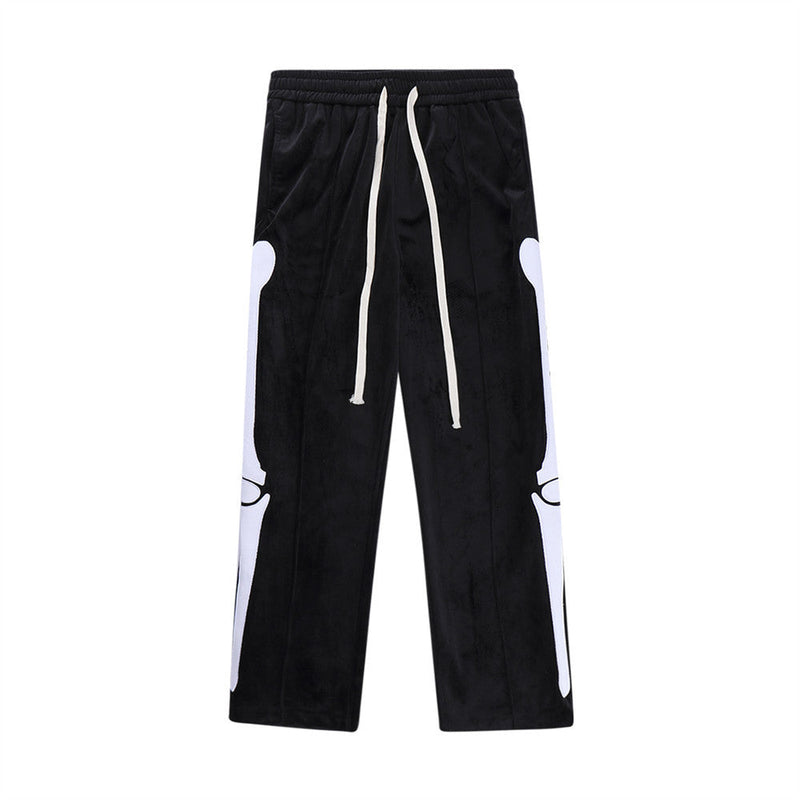Skeleton Bone Patch Embroidered Casual Pants For Men