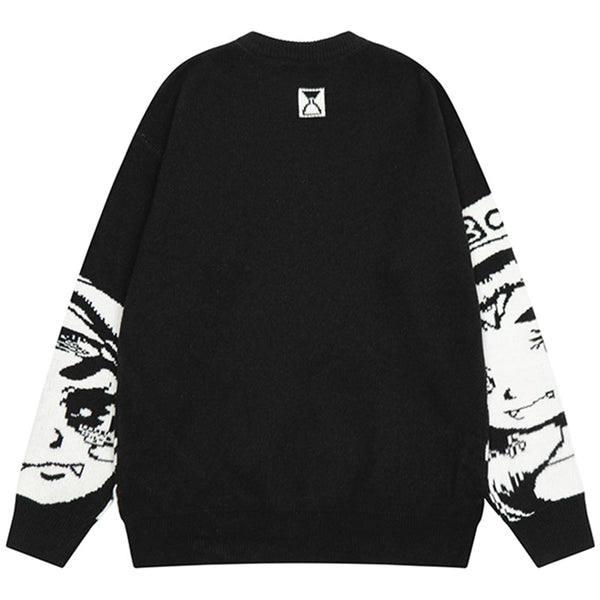 Miracle Print Drop Shoulder Crewneck Sweater