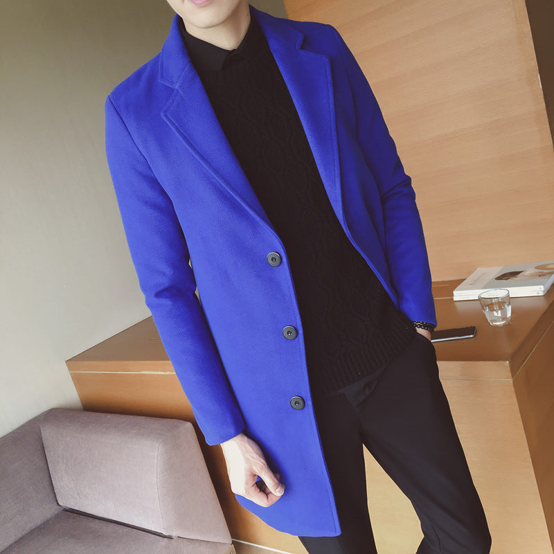 Men's mid-length slim fit trench coat