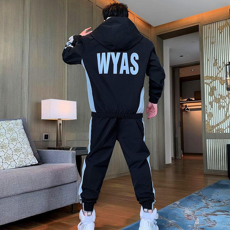 Two Piece jumpSuit Men Hooded Jacket