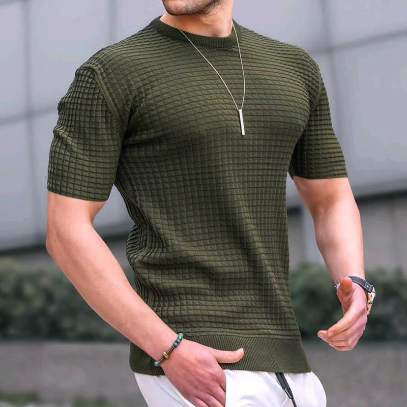 Men's Round Neck Stretch Casual T-Shirt